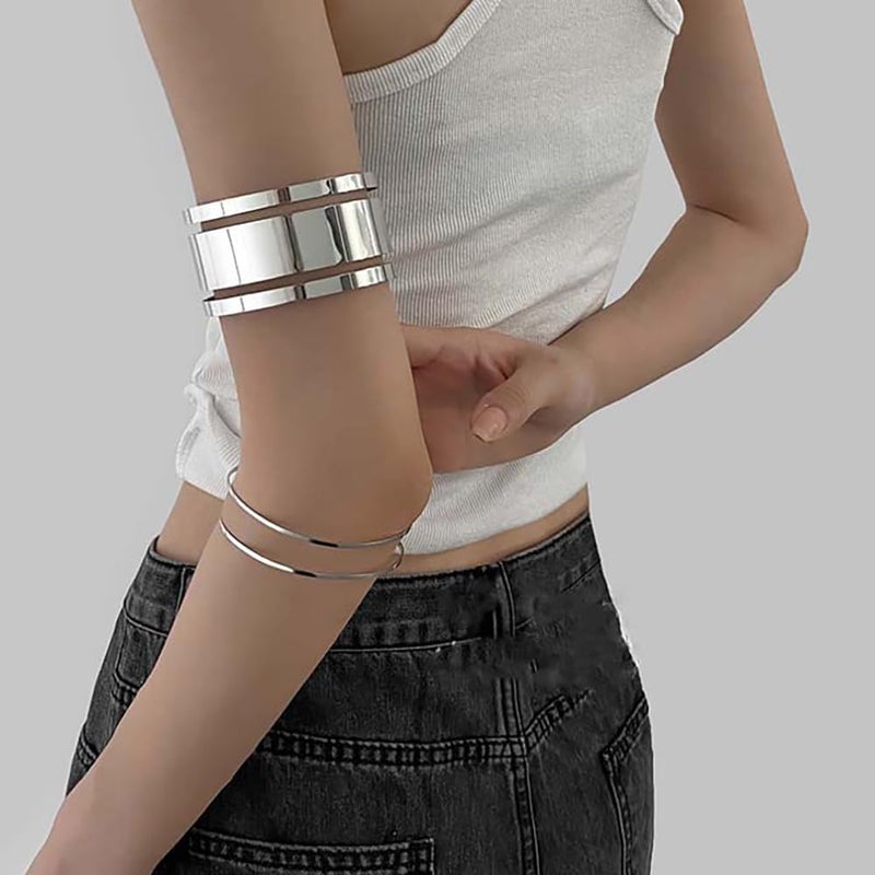 CIXVOEMK Gothic Leather Arm Band, Adjustable Upper Arm Strap with Metal Ring,Armlet Black - Image 5